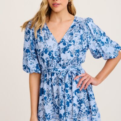 St Frock Vivica Dress in Blue with Navy Floral — 8 - Image 2