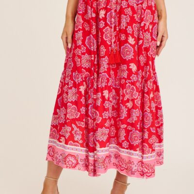 St Frock Vivi Maxi Skirt in Red Multi Boho Print — 8 - Image 1