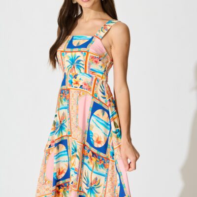 St Frock Vietta Midi Sundress in Multi Palm Print — 8 - Image 2