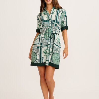 St Frock Underestimated Shirt Dress in Green Tiles Print — 8 - Image 1