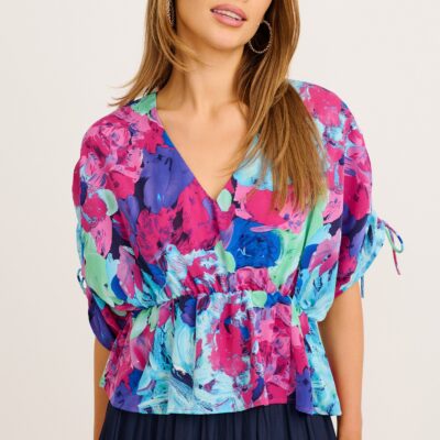 St Frock Ultimate Style Top in Multi Watercolour Satin — 8 - Image 1