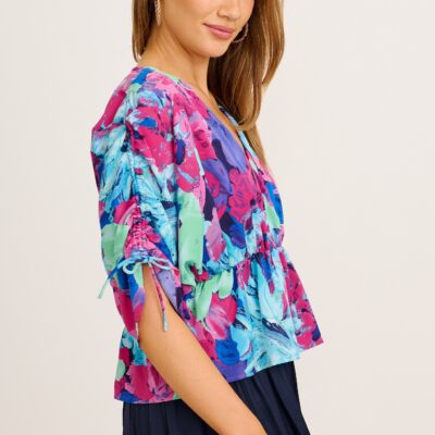 St Frock Ultimate Style Top in Multi Watercolour Satin — 8 - Image 2