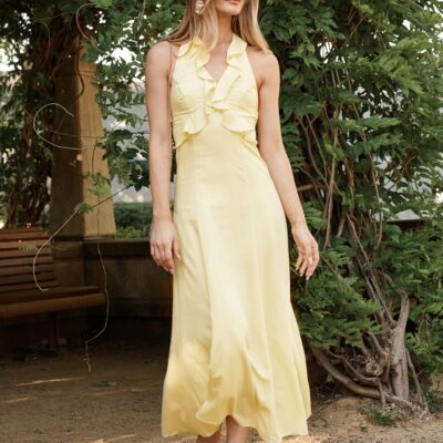 St Frock Twila Halter Neck Maxi Dress in Butter Yellow — 8 - Image 1