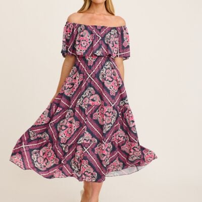 St Frock Tranquility Maxi Dress in Navy with Pink Floral Tiles Print — 8 - Image 2