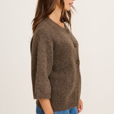 St Frock Timeless Comfort Knit Cardigan in Chocolate Wool Blend — S/M - Image 2