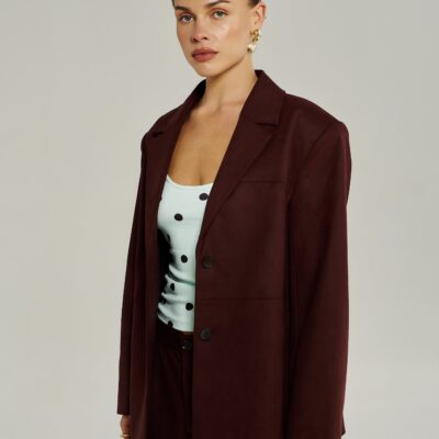 Summi Summi VEGAN SUEDE JACKET - SYRAH — XS - Image 2