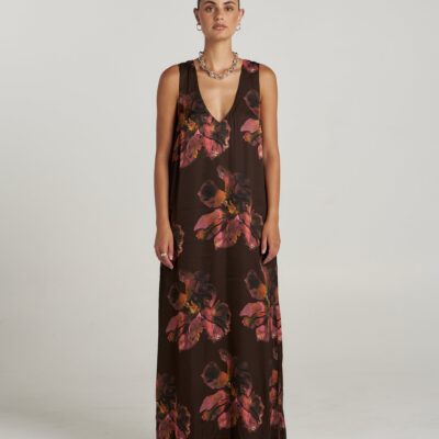 Summi Summi V NECK MAXI - CHOCOLAT PETALS — XS - Image 2