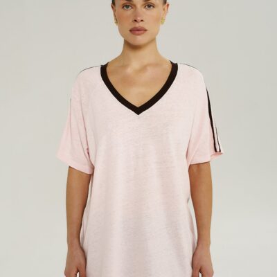 Summi Summi V NECK JERSEY TEE - DUSTY ROSE — XS - Image 1