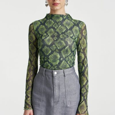 Summi Summi MESH LS ROUCHED SKIVVY - VIPER — XS - Image 1