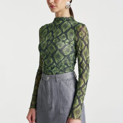Summi Summi MESH LS ROUCHED SKIVVY - VIPER — XS - Image 2