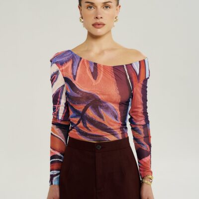 Summi Summi LS OFF SHOULDER TOP - BORDEAUX — XS - Image 1