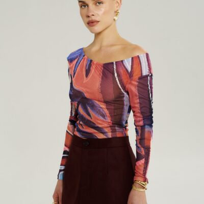 Summi Summi LS OFF SHOULDER TOP - BORDEAUX — XS - Image 2