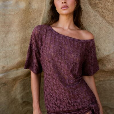 Summi Summi LACE OFF SHOULDER - CHOCOLAT — XS - Image 1