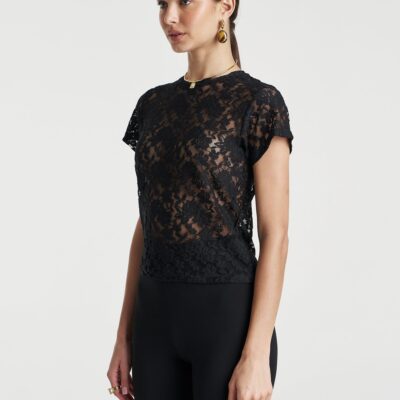 Summi Summi LACE BABY DOLL TEE - BLACK — XS - Image 2