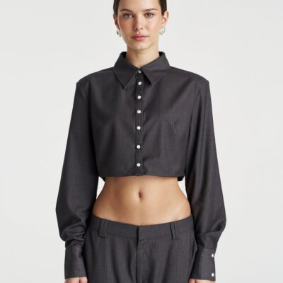 Summi Summi GIGI CROPPED SHIRT - GREY GLIMMER — XS - Image 2