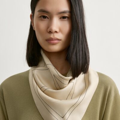 Toteme Embroidered monogram silk scarf ivory - Image 2
