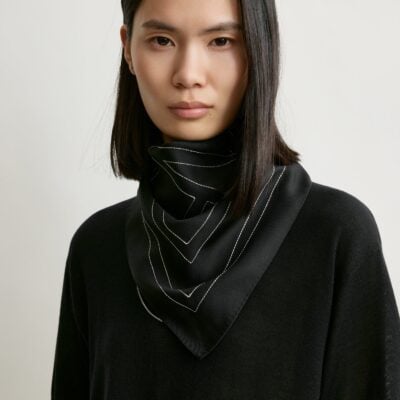 Toteme Embroidered monogram silk scarf black - Image 2