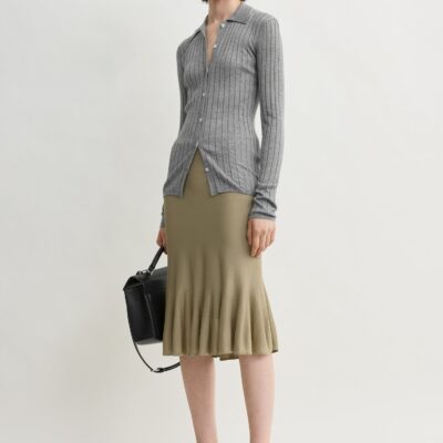 Toteme Slim ribbed shirt grey melange — XXS - Image 1