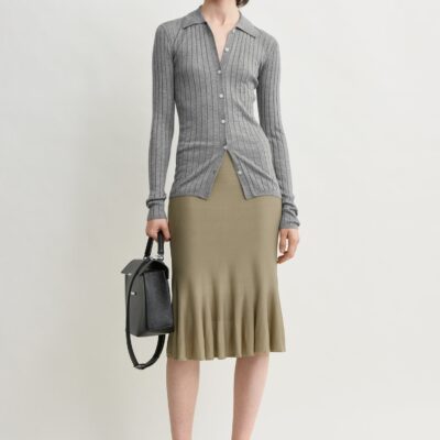 Toteme Slim ribbed shirt grey melange — XXS - Image 2