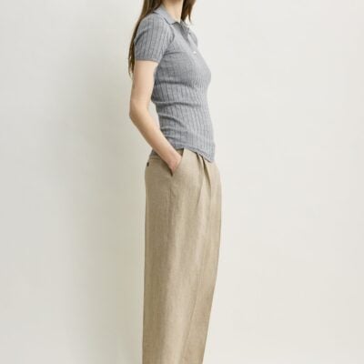 Toteme Ribbed cashmere silk polo grey melange — XXS - Image 2
