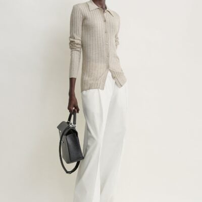 Toteme Slim ribbed shirt oat melange — XXS - Image 1
