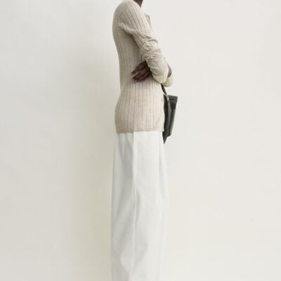 Toteme Slim ribbed shirt oat melange — XXS - Image 2