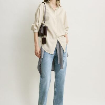 Toteme Oversized striped shirt yellow/sky petite — 30S - Image 1