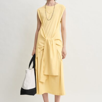Toteme Tie-waist jersey dress buttercup petite — XXS(S) - Image 1
