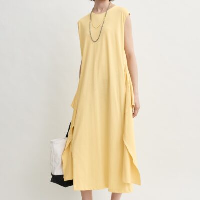 Toteme Tie-waist jersey dress buttercup petite — XXS(S) - Image 2