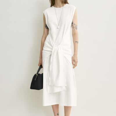 Toteme Tie-waist jersey dress off-white petite — XXS(S) - Image 1