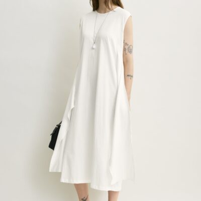 Toteme Tie-waist jersey dress off-white petite — XXS(S) - Image 2
