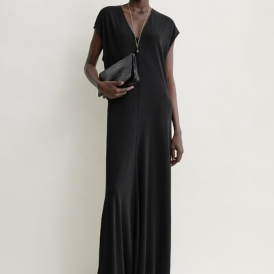 Toteme V-neck jersey dress black petite — XXS(S) - Image 1