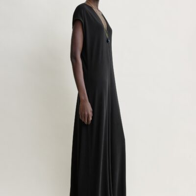 Toteme V-neck jersey dress black petite — XXS(S) - Image 2