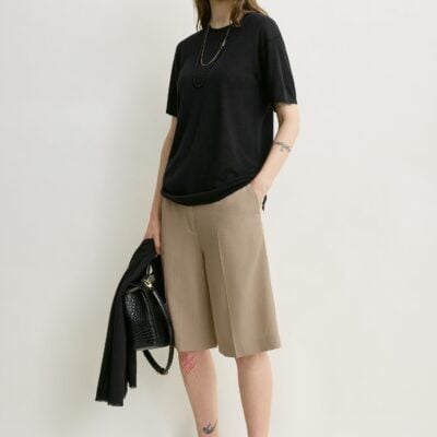 Toteme Wide tailored shorts overcast beige - Image 1