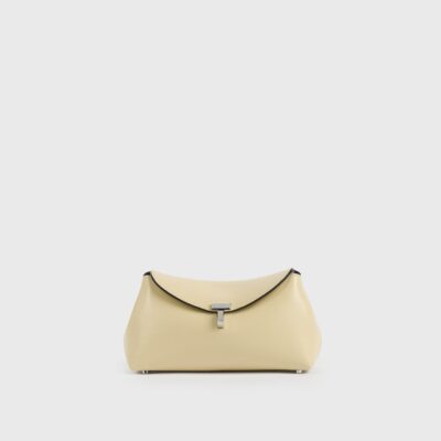 Toteme Mini T-lock leather clutch champagne - Image 1