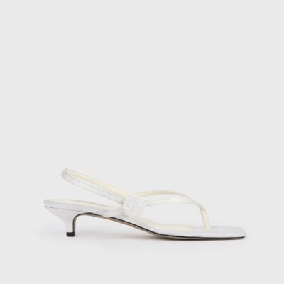 Toteme Slingback satin flip flops ecru - Image 1