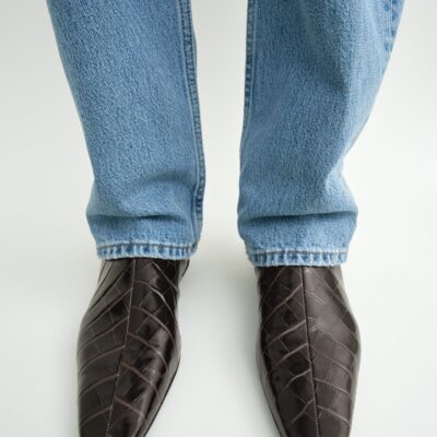 Toteme Zipped croco-embossed chelsea boots dark brown — 35 - Image 2