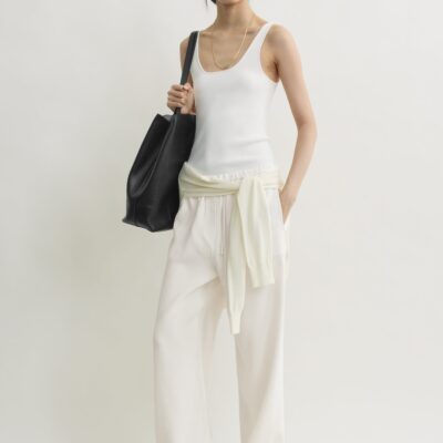 Toteme Woven stripe drawstring trousers meringue — 30 - Image 1
