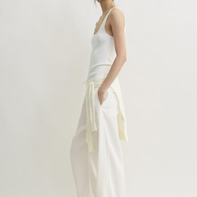 Toteme Woven stripe drawstring trousers meringue — 30 - Image 2