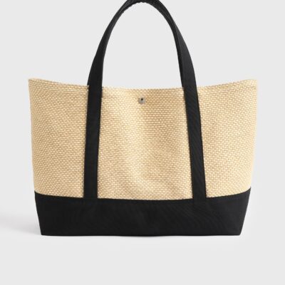 Toteme Woven beach tote black/ecru - Image 1