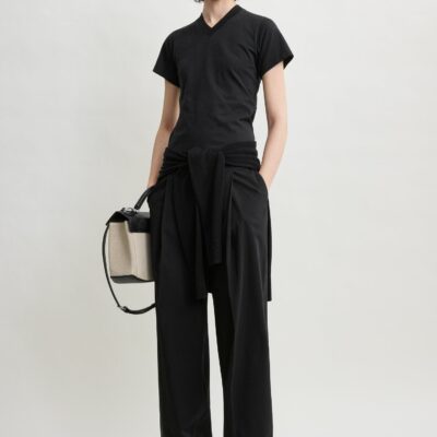 Toteme Wide-ribbed v-neck tee black — XXS - Image 1