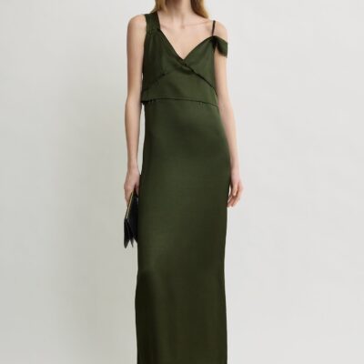 Toteme V-neck slip dress bottle green — 30 - Image 1
