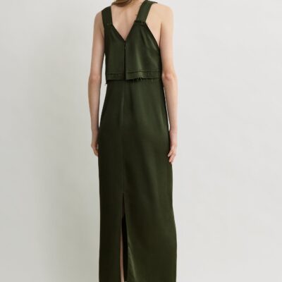 Toteme V-neck slip dress bottle green — 30 - Image 2
