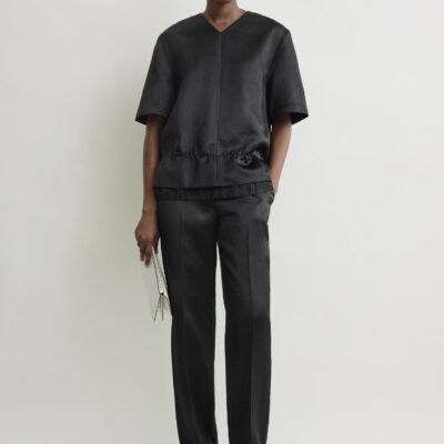 Toteme V-neck satin pullover black — 30 - Image 1