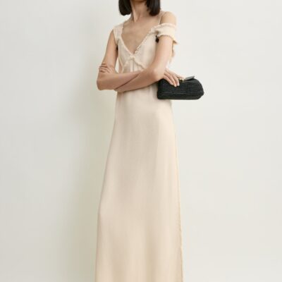 Toteme V-neck raw slip dress stone — 30 - Image 1