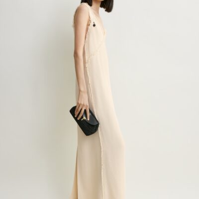 Toteme V-neck raw slip dress stone — 30 - Image 2