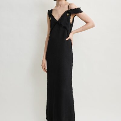 Toteme V-neck raw slip dress black — 30 - Image 1