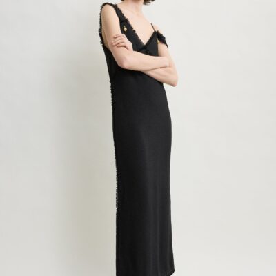 Toteme V-neck raw slip dress black — 30 - Image 2