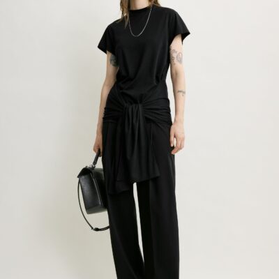 Toteme Tie-waist jersey top black — XXS - Image 1