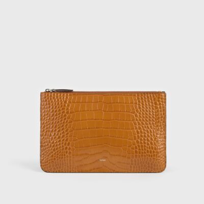 Toteme Threefold croco-embossed clutch tangerine - Image 1